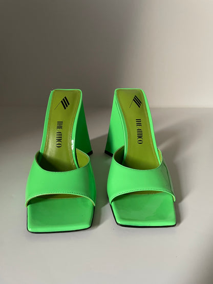 The Attico Devon Green Leather Sandals