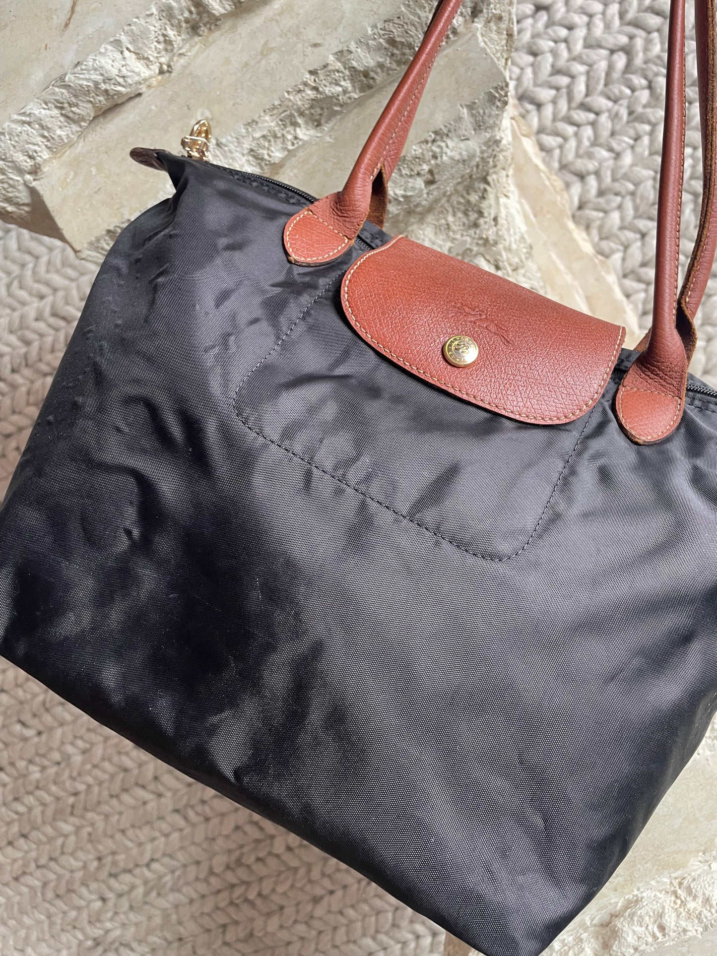 Long Champ Medium Le Pliage Nylon Shoulder Tote