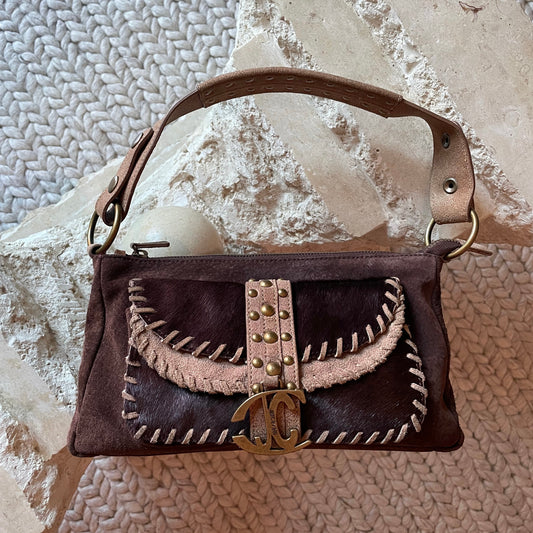 Just Cavalli Suede Calfskin Shoulder Bag