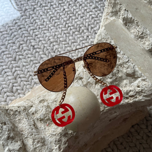 Gucci GG Round Frame Charm Sunglasses