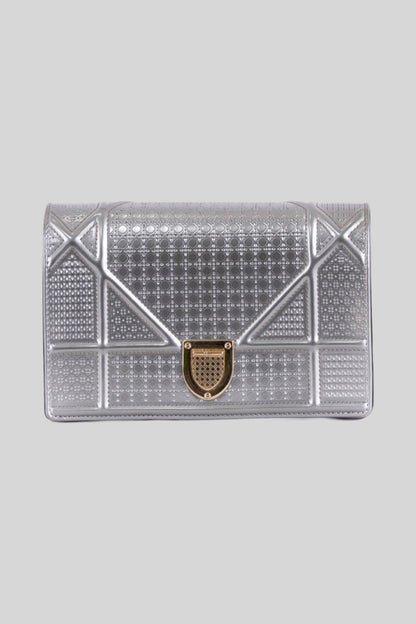 Christian Dior Metallic Patent Micro Cannage Diorama Wallet on Chain