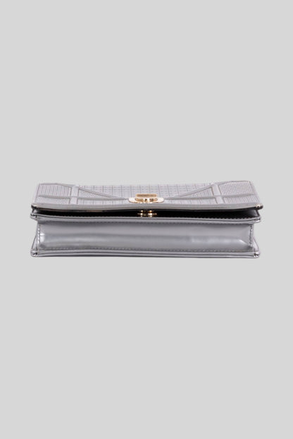 Christian Dior Metallic Patent Micro Cannage Diorama Wallet on Chain