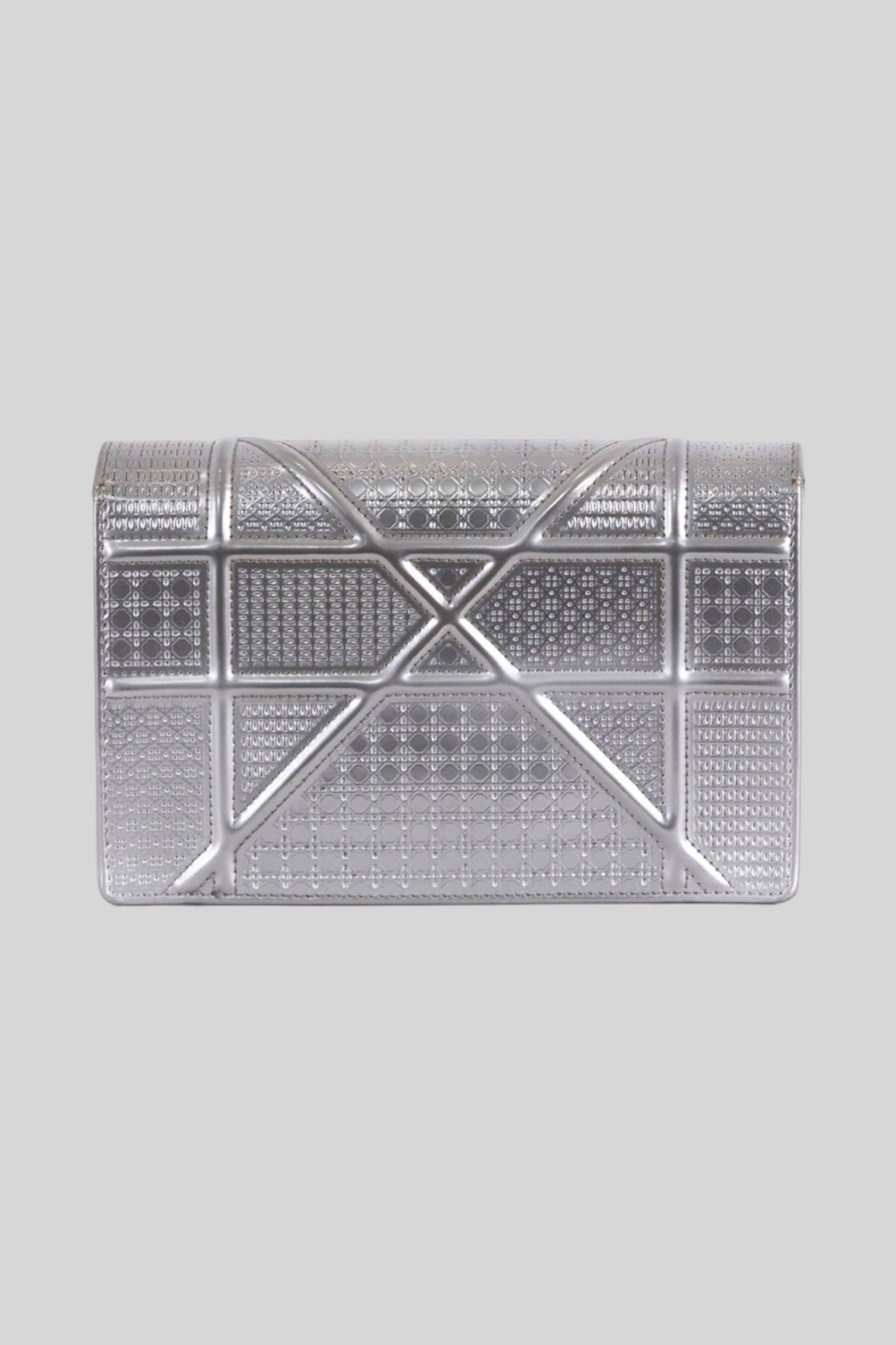 Christian Dior Metallic Patent Micro Cannage Diorama Wallet on Chain