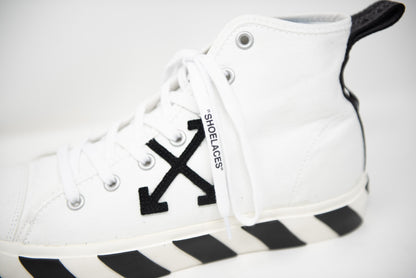 Off-White Vulcanized Canvas Mid-Top Sneakers