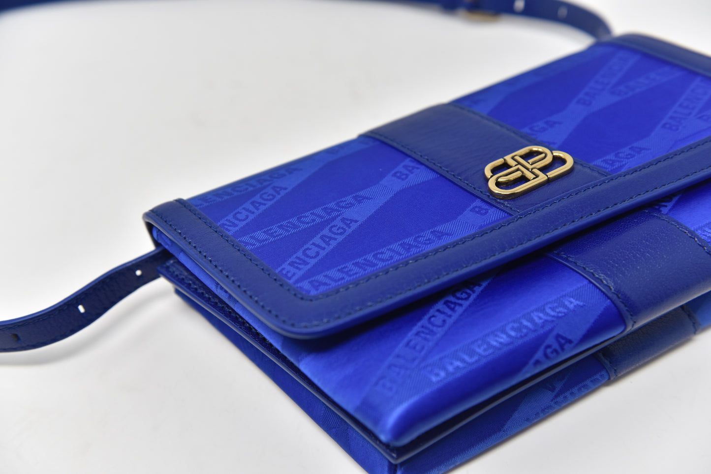 Balenciaga Shift Wallet on Strap Jacquard Nylon with Leather