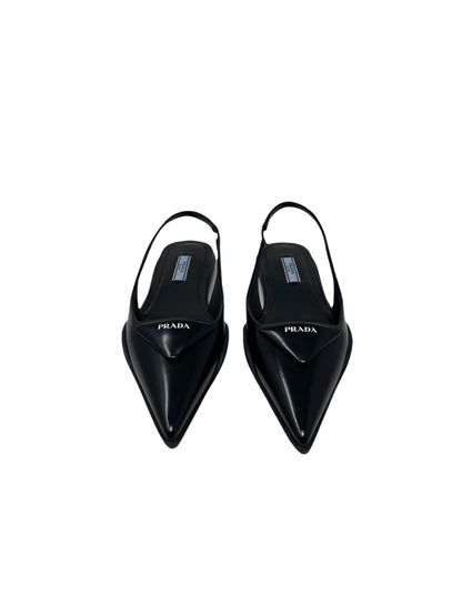 Prada Brushed Leather Slingback Ballerinas