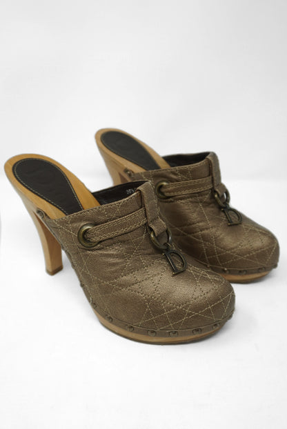 Christian Dior Cannage Pattern Leather Mules
