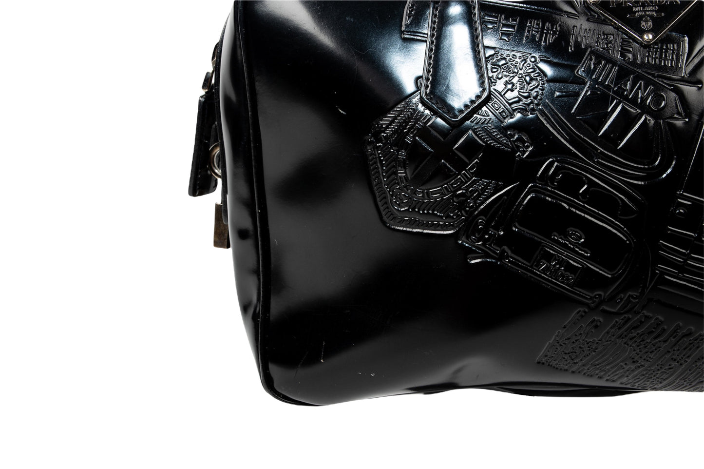 Prada Embossed Varnished Leather Handbag