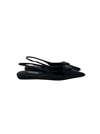 Prada Brushed Leather Slingback Ballerinas