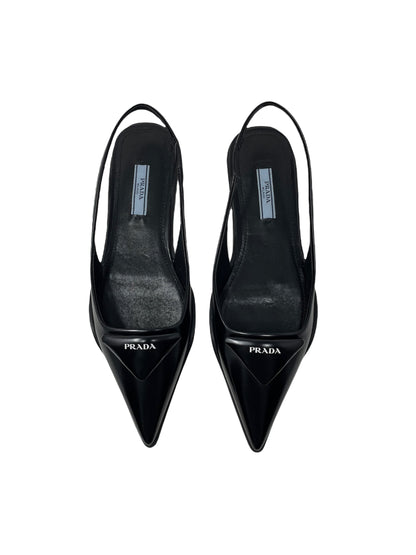 Prada Brushed Leather Slingback Ballerinas